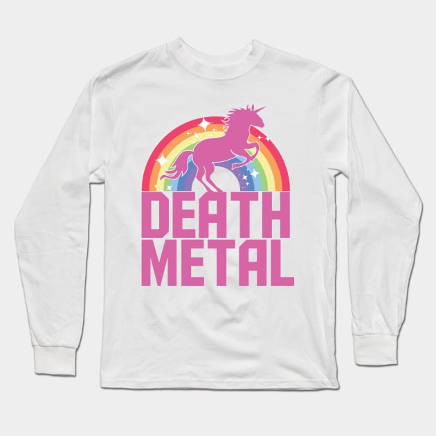 Death Metal Unicorn (Pink) Long Sleeve T-Shirt by treszure_chest